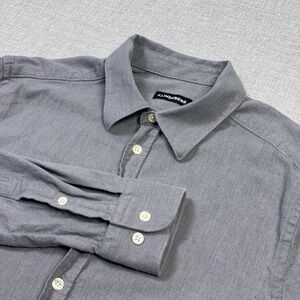 J. Lindeberg Flannel Shirt Mens Large Gray Long Sleeve Button-Up Slim Fit